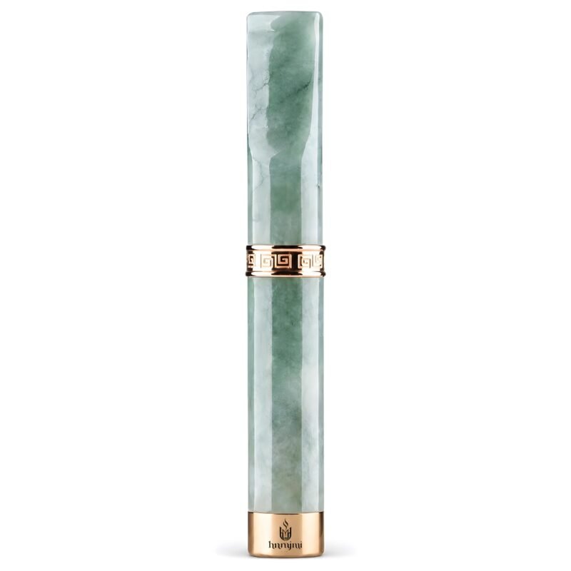 hnmjmi Jade Cigarette Filter Holder - Natural Stone, Reusable, Gold Accent