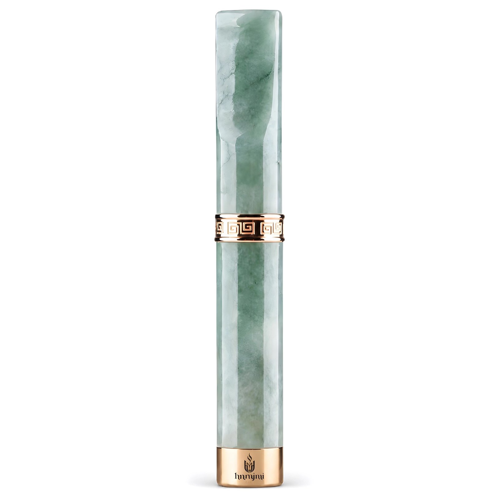 hnmjmi Jade Cigarette Filter Holder - Natural Stone, Reusable, Gold Accent