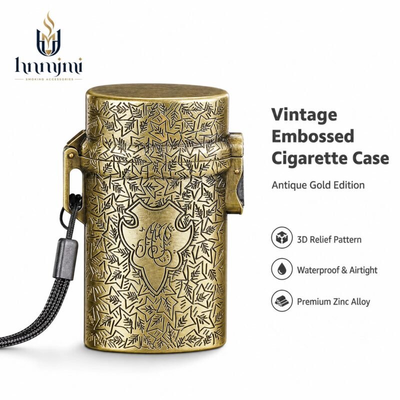 Vintage Embossed Cigarette Case with Lanyard - 3D Pattern, Waterproof, Zinc Alloy, 4 Colors