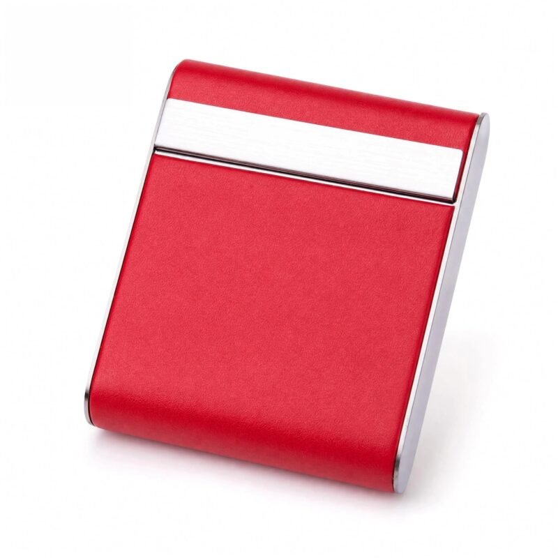 Premium Leather Cigarette Case - Metal Frame, Magnetic Flip Closure, Holds 20 Cigarettes, 5 Colors