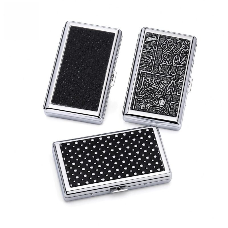 Premium Metal Cigarette Case - Sleek Compact, Snap Closure, 3 Textured Designs