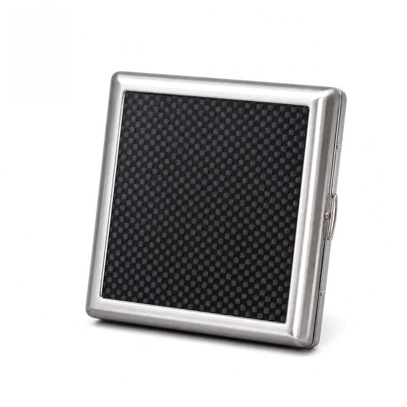 Premium Cigarette Case - Carbon Fiber Inlay, Stainless Steel Frame, 5 Elegant Colors