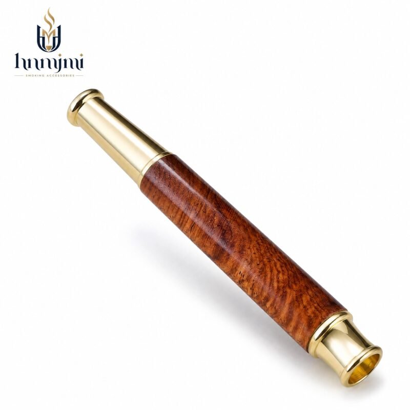 hnmjmi Rosewood Cigarette Filter Holder - Natural Wood, Brass Accents, Reusable Filter