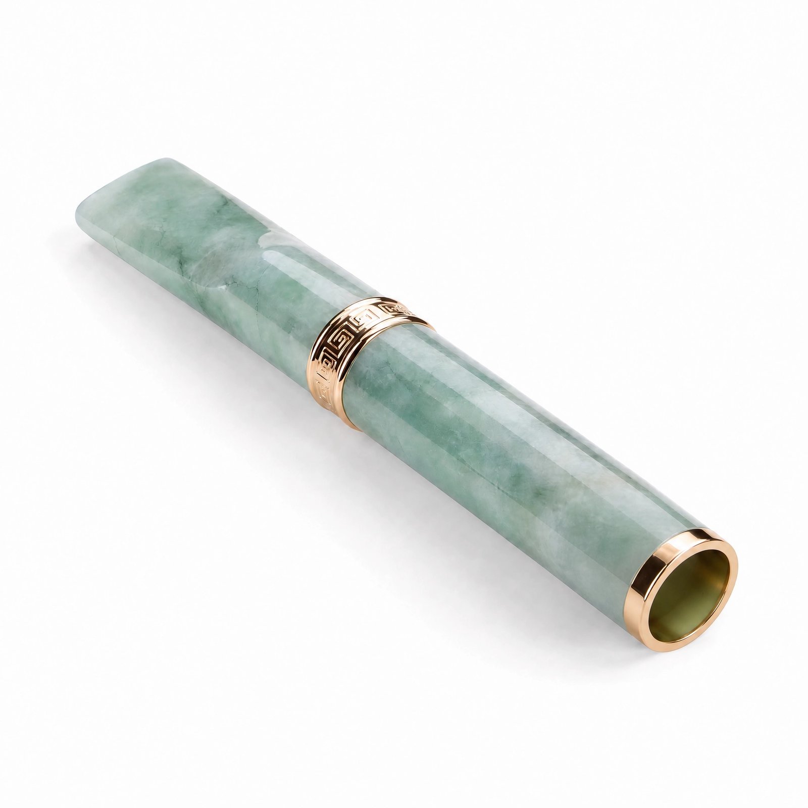 hnmjmi Jade Cigarette Filter Holder - Natural Stone, Reusable, Gold Accent - Image 2