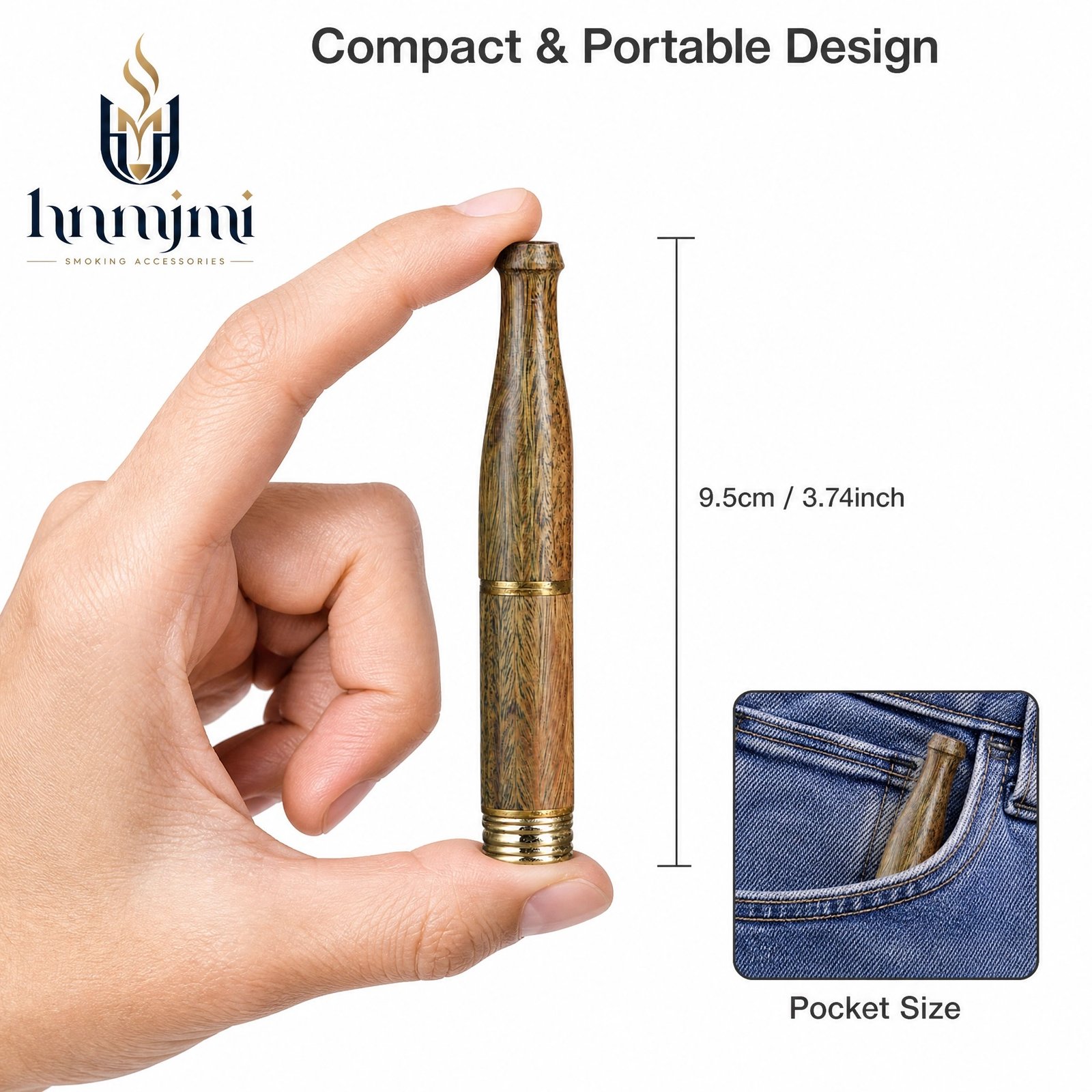hnmjmi Wood Cigarette Filter Holder - Natural Wood, Reusable, Smooth Draw - Image 2