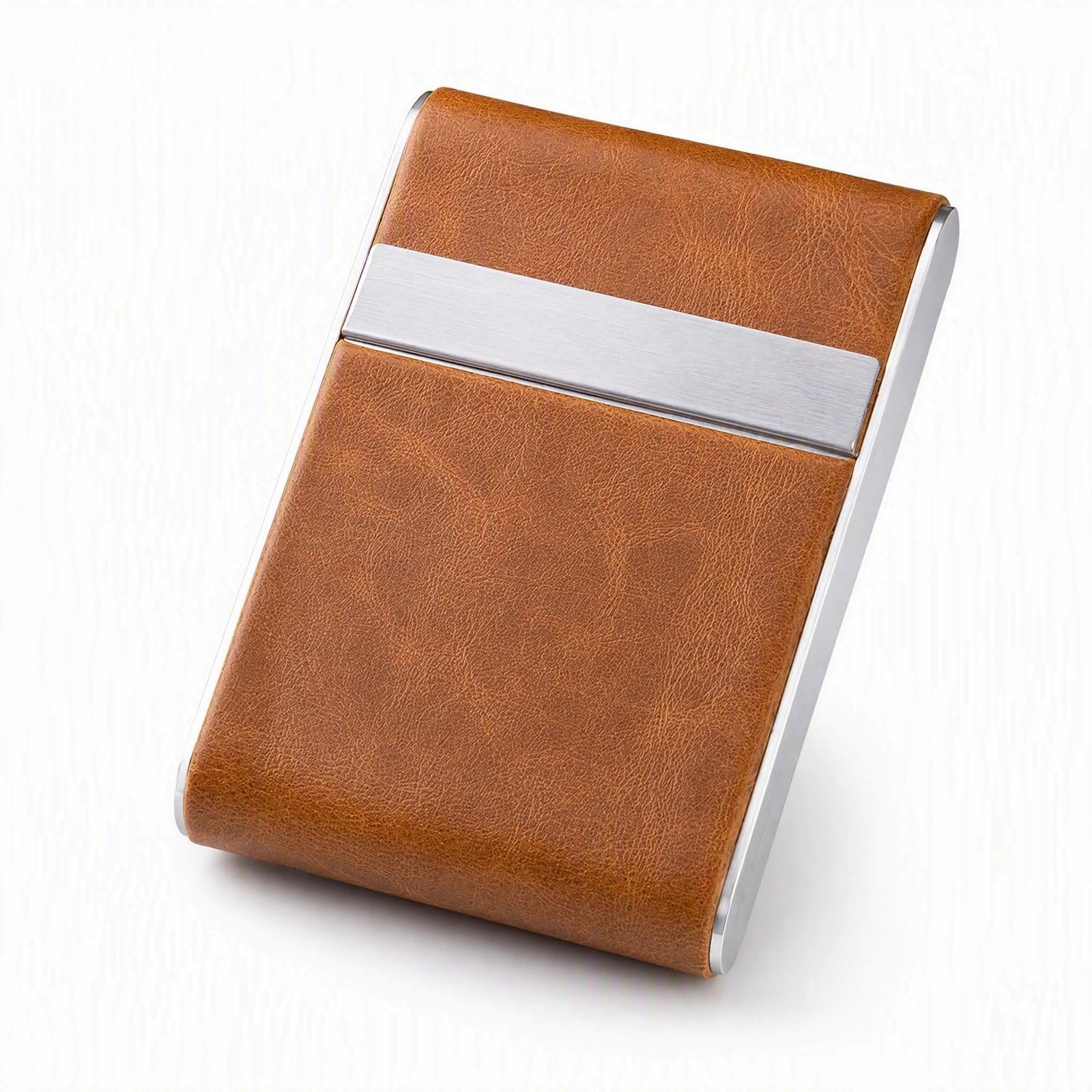 Premium Leather Cigarette Case - Metal Frame, Magnetic Flip Closure, Holds 20 Cigarettes, 5 Colors - Image 2