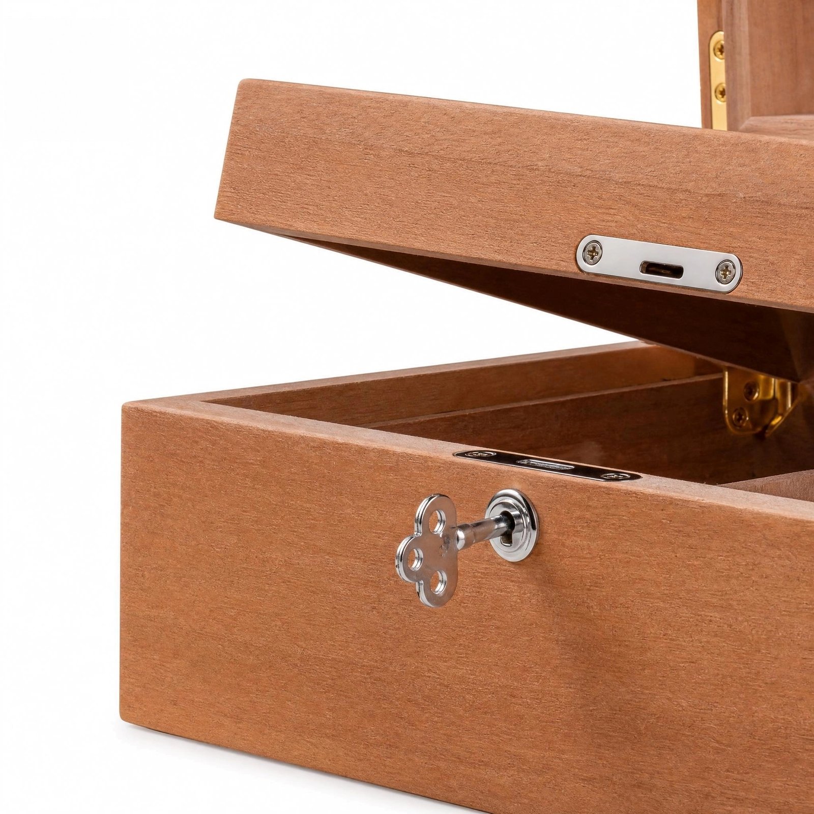 Cedar Wood Cigar Humidor Box - 2-Tier, Lockable, Hygrometer & Dual Humidifiers, Spanish Cedar Lined - Image 3