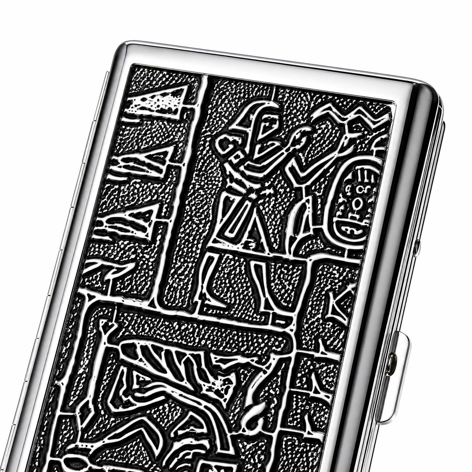 Premium Metal Cigarette Case - Sleek Compact, Snap Closure, 3 Textured Designs - Image 3