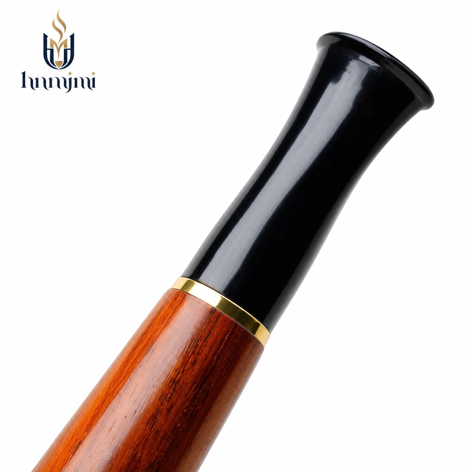 hnmjmi Solid Wood Cigar Holder - Natural Wood, Black & Gold, Smooth Draw, Portable - Image 5